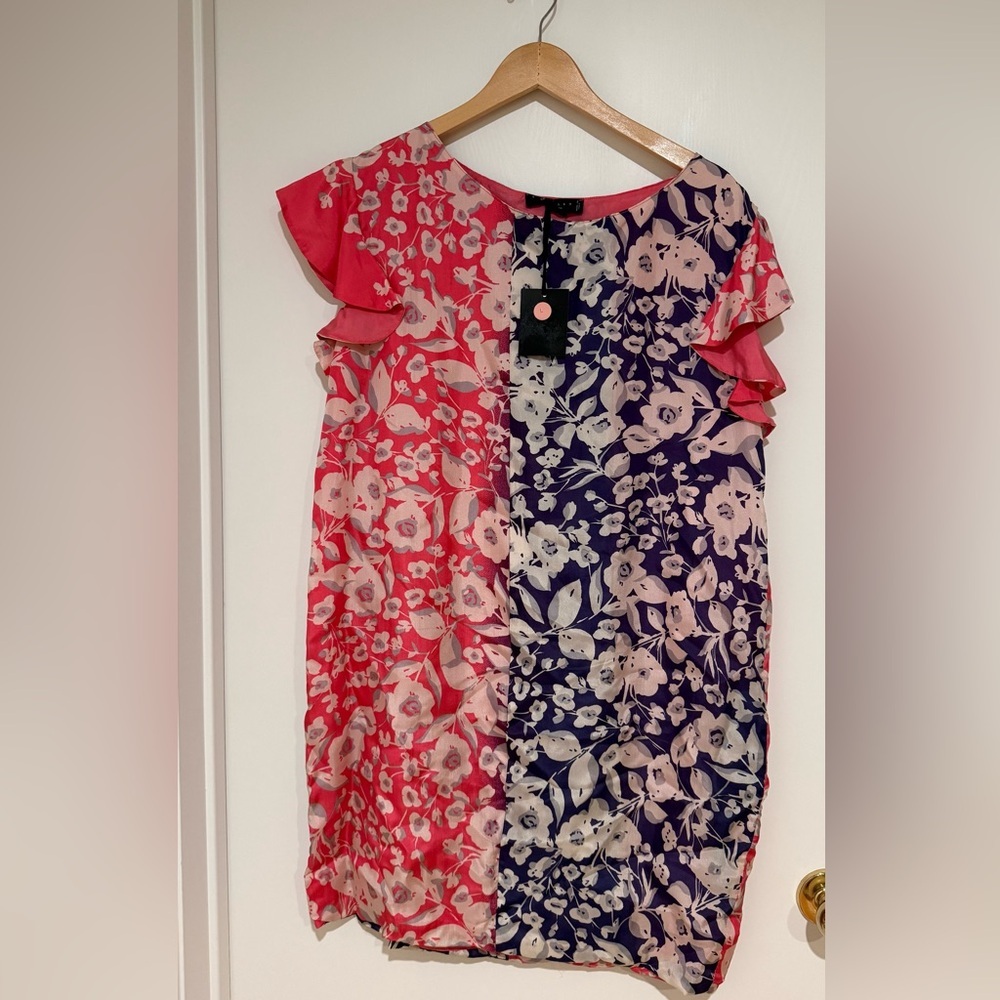 Twin-Set Floral Mini Dress in Pink and Blue